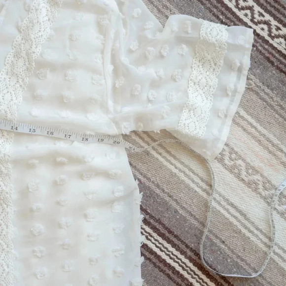 NWT! MAURICES SHEER CREAM WHITE SWISS DOT LACE MESH KIMONO SZ M - Picture 8 of 10